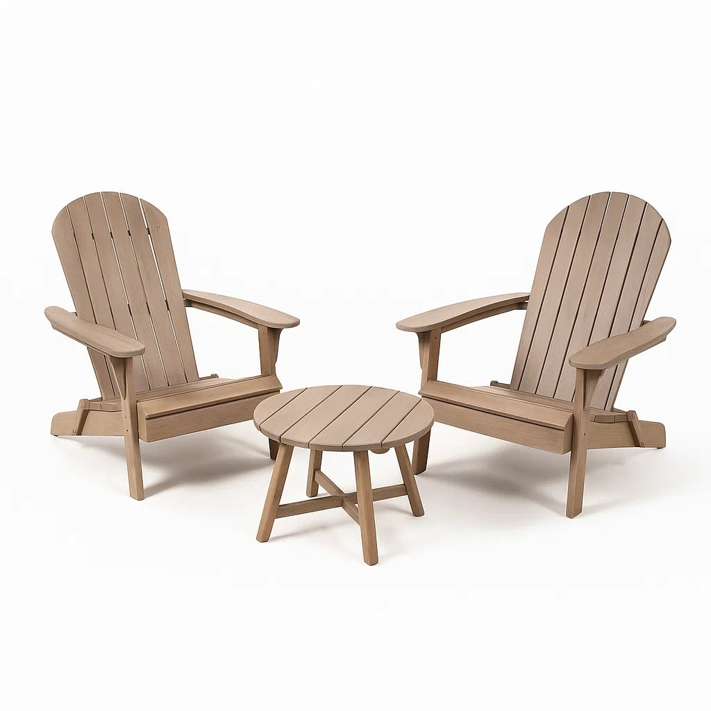 Ensemble de mobilier de jardin avec chaises Adirondack et table ronde en bois marron(Marron)