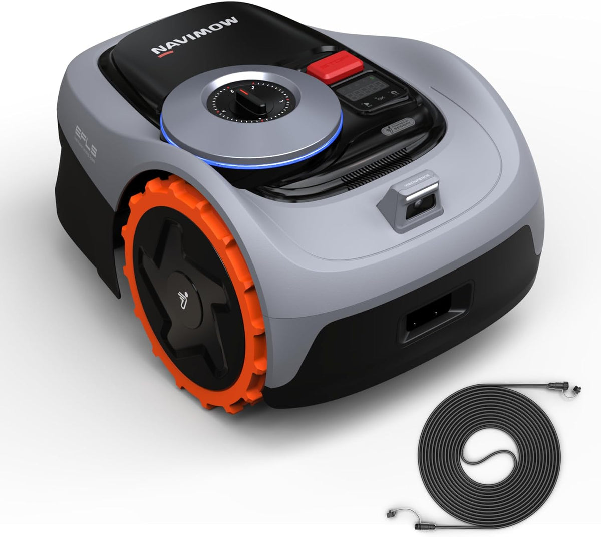 Segway Navimow i105E Robot Tondeuse sans Fil périphérique et Câble D'Extension D'Antenne 10 M (expédié séparément), rec. 500 m², Max. 600 m², RTK+Vision, Tondeuse primée, Protection des hérissons(Gris/Noir/Orange)
