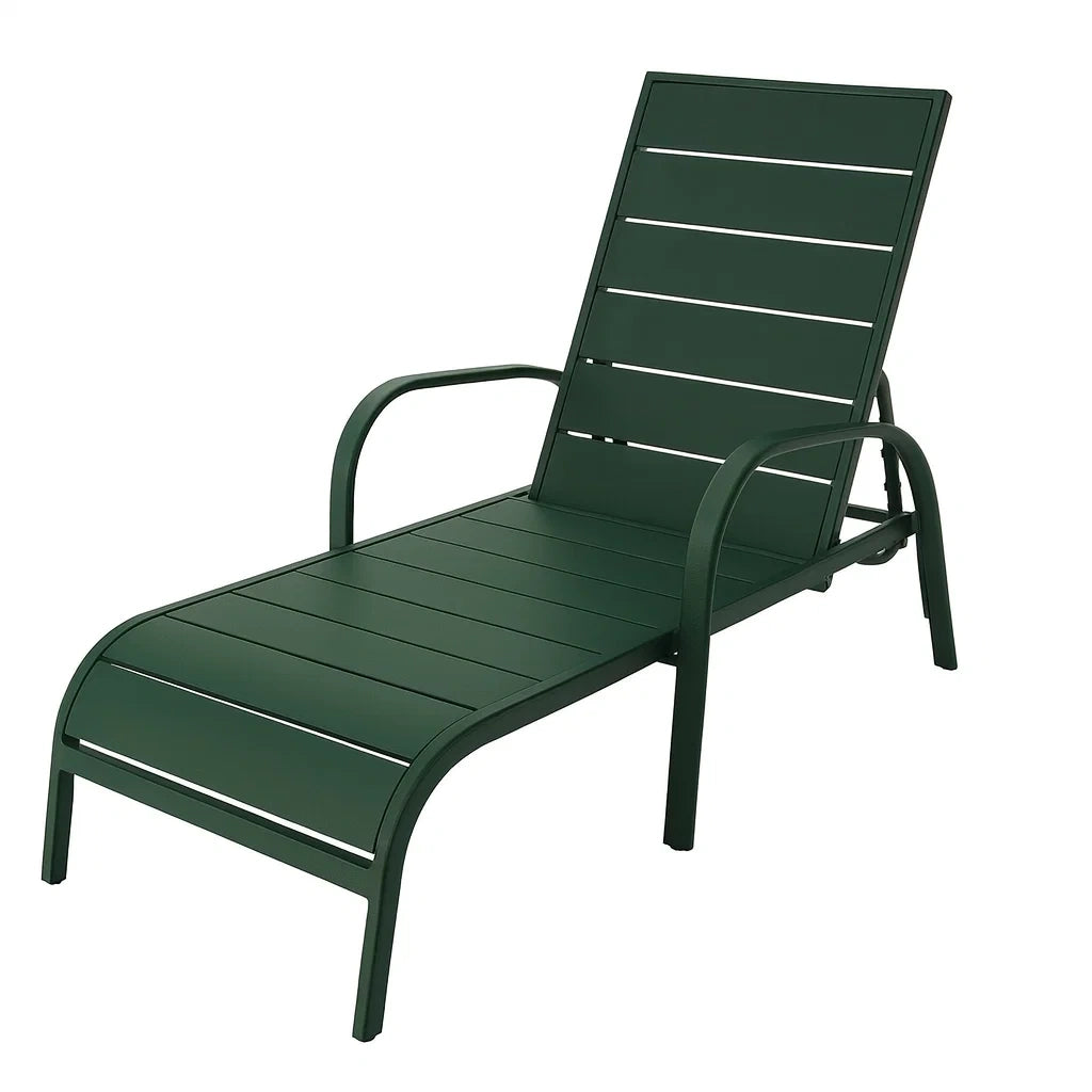 Chaise longue extérieure en métal vert(Vert)