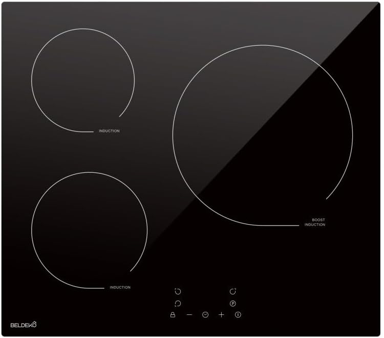 BELDEKO Plaque de cuisson encastrable à induction - 3 foyers, 6200 W avec minuteur intégré(Noir)