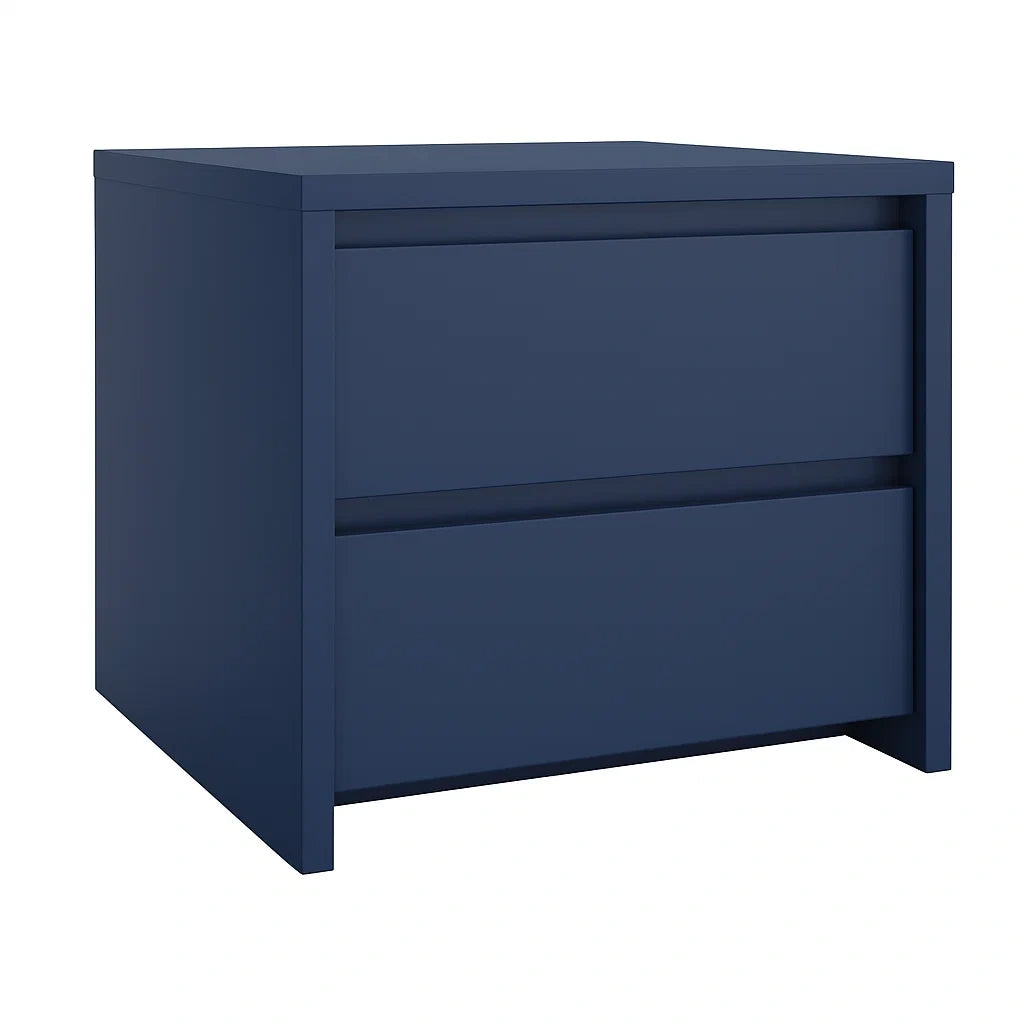 Table de chevet 2 tiroirs en bois bleu(Bleu)
