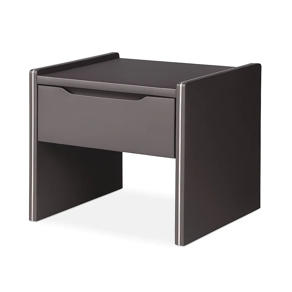 Table de chevet en bois gris avec tiroir(Gris)