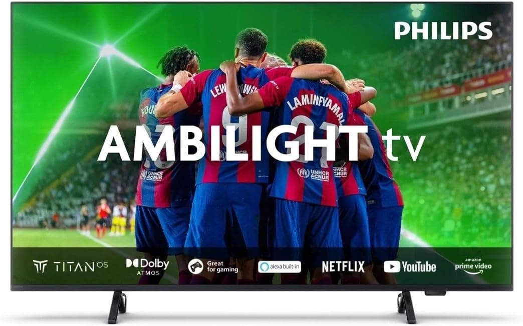 Ambilight 50PUS8319 Smart TV 4K LED - Écran de 50 avec plate-forme Titan OS Pixel Precise Ultra HD et son Dolby Atmos, fonctionne avec Alexa et avec l'assistant vocal Google - Noir mat