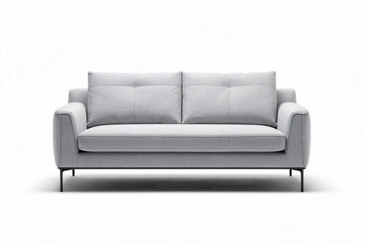 Canapé en tissu gris clair avec pieds en métal 200 x 90 x 80cm
