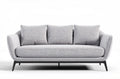Canapé contemporain en tissu gris de 200 x 90 x 85cm avec coussins décoratifs