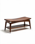 Banc en bois avec étagère inférieure 120 x 60 x 40cm couleur brun
