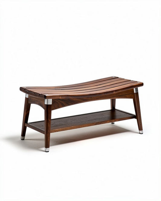 Banc en bois avec étagère inférieure 120 x 60 x 40cm couleur brun
