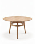 Table ronde en bois de chêne diamètre 80 cm hauteur 75 cm avec base en métal