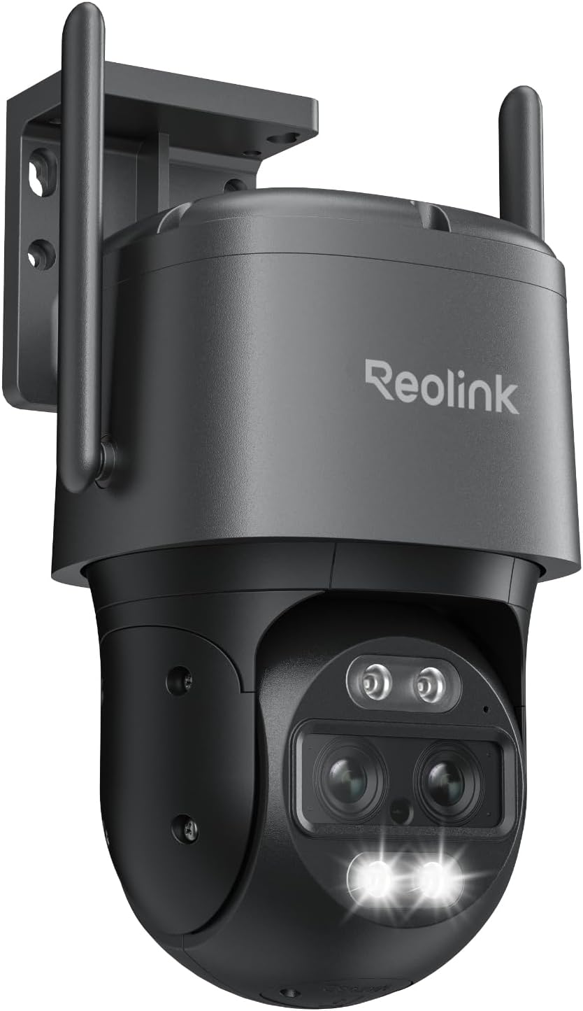 Reolink 4K PTZ Caméra de Surveillance WiFi Exterieure à Double Objectif, Wi-FI 6 Bi-Bande 2,4/5 GHz, Zoom 6X, Détection Intelligente, Suivi Automatique, Vision Nocturne Couleur, TrackMix WiFi Grise(Grise)