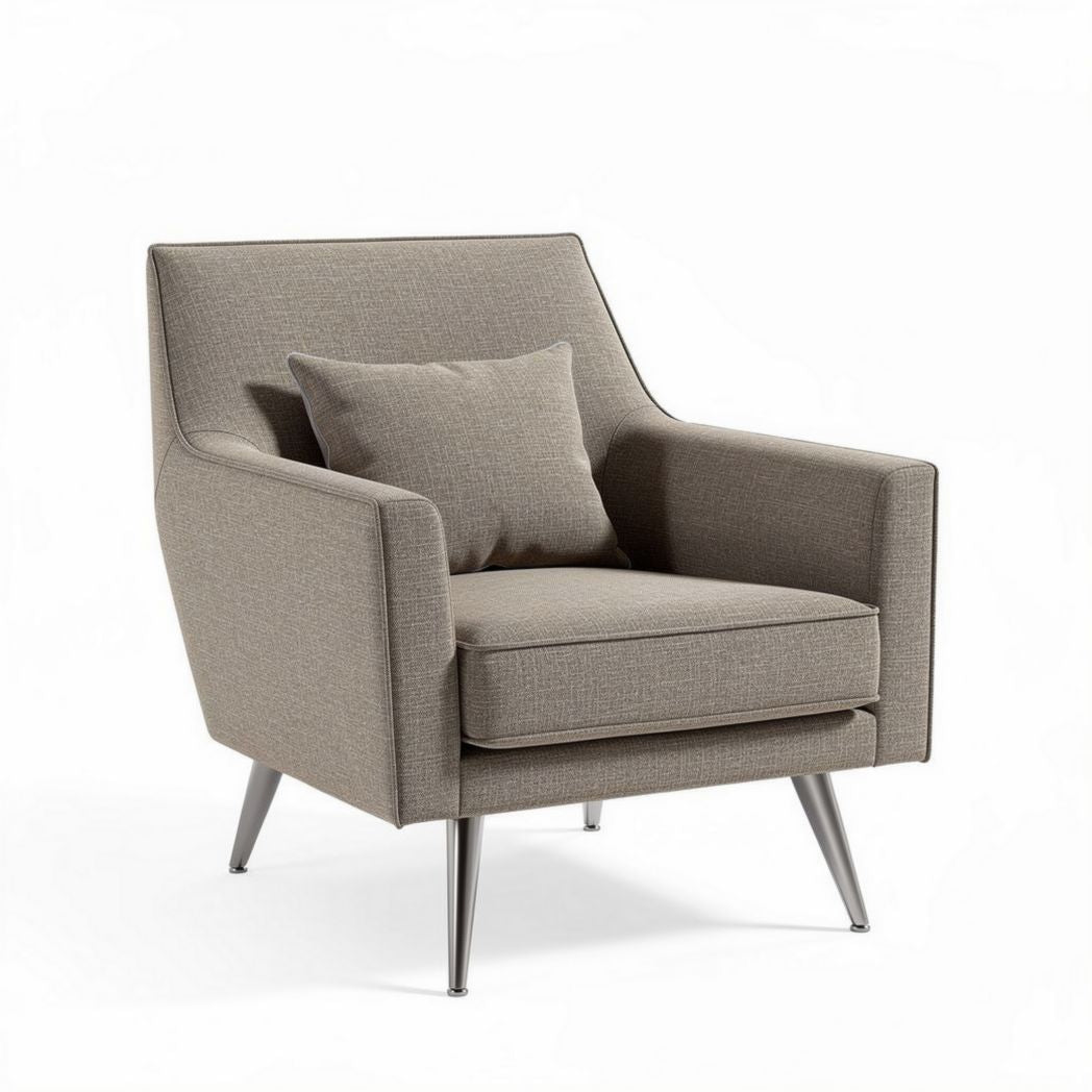 Fauteuil en tissu beige avec coussin 80 x 80 x 85cm pour salon