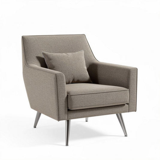 Fauteuil en tissu beige avec coussin 80 x 80 x 85cm pour salon