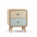 Table de chevet en bois avec tiroirs beige et bleu dimensions 45 x 40 x 50cm