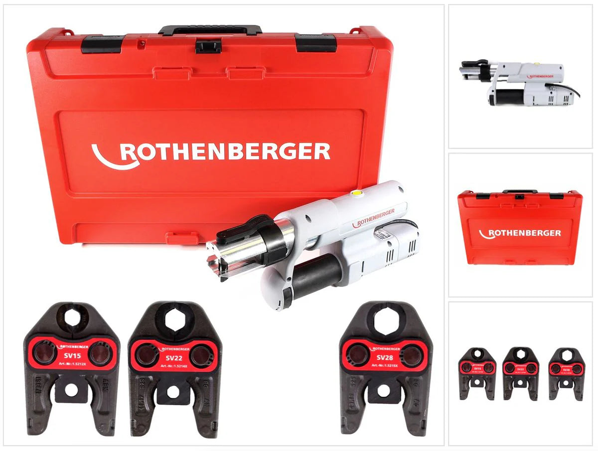 Rothenberger ROMAX AC ECO Set SV 230 V Sertisseuse pour fonctionnement sur secteur en coffret de transport + 3 x mâchoires ( 15740 )(défaut)
