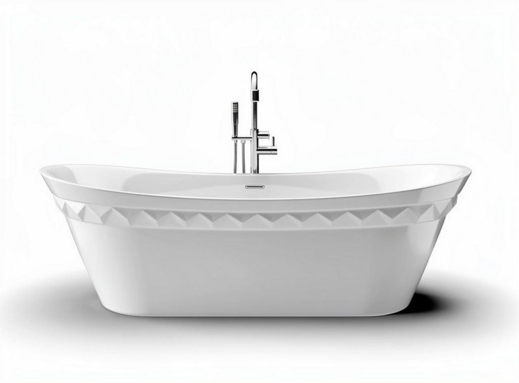 Baignoire en acrylique blanche avec robinetterie moderne 180 x 80 x 60cm