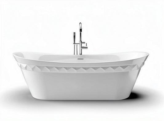 Baignoire en acrylique blanche avec robinetterie moderne 180 x 80 x 60cm