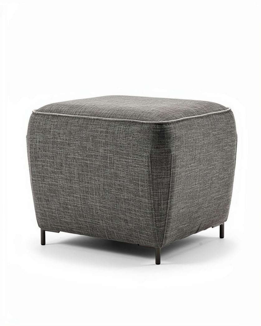 Pouf carré en tissu gris avec pieds en métal 40 x 40 x 40cm