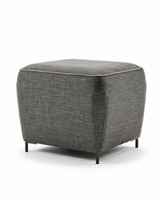Pouf carré en tissu gris avec pieds en métal 40 x 40 x 40cm