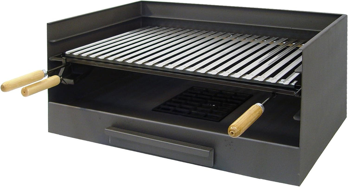 Imex El Zorro 71514 Bac avec Plaque en INOX pour Barbecue 72 x 40 x 33 cm(Gris/Argent)