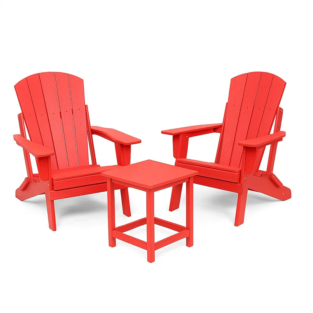 Ensemble de mobilier de jardin avec chaises et table en bois plastique rouge(Rouge)