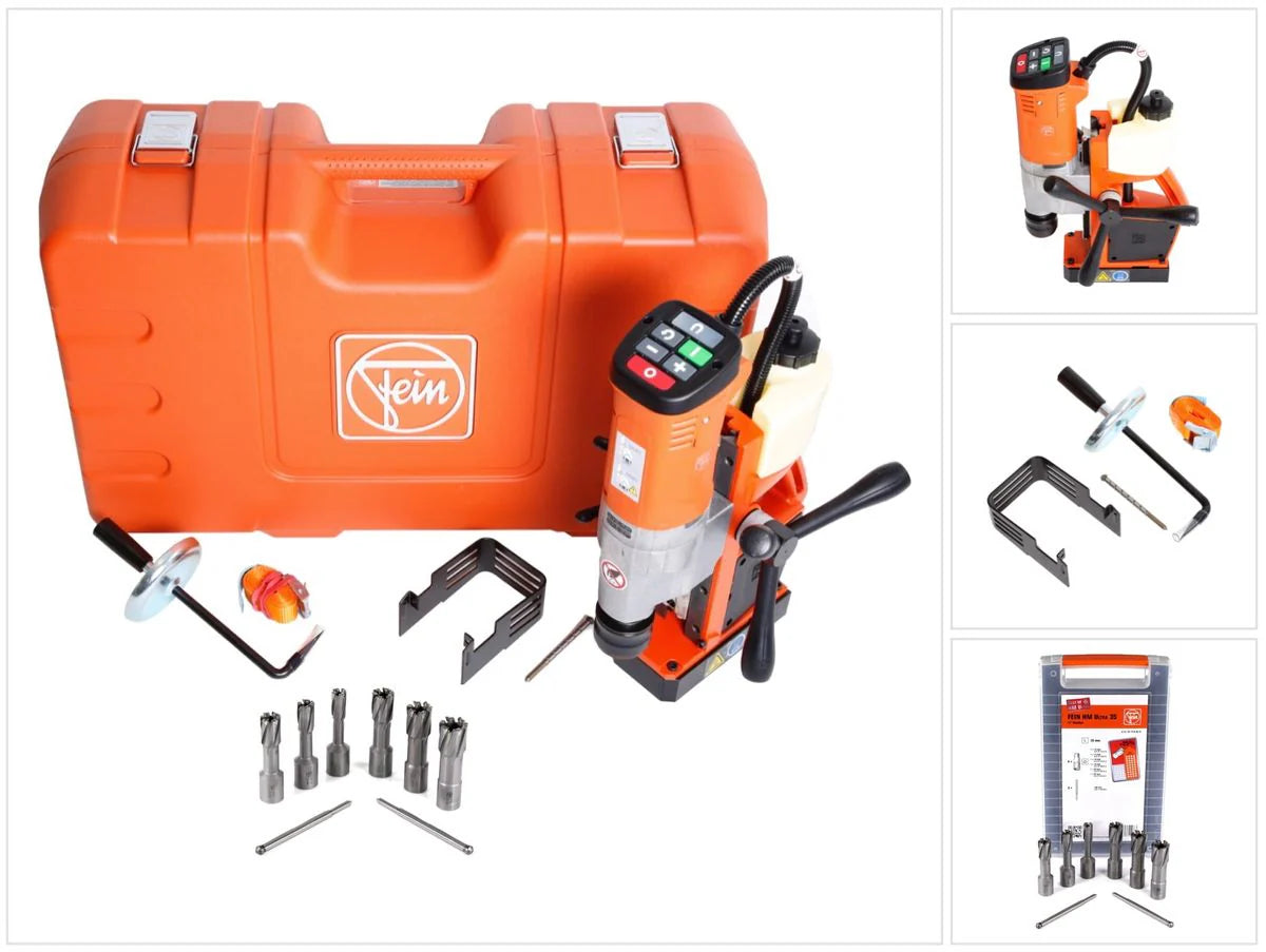 FEIN KBU 35 QW Select 18 V Brushless Li-Ion Unité de perçage magnétique universelle jusqu’à 35 mm + Coffret de transport + 8-pièces de jeu de fraise à carotter(défaut)