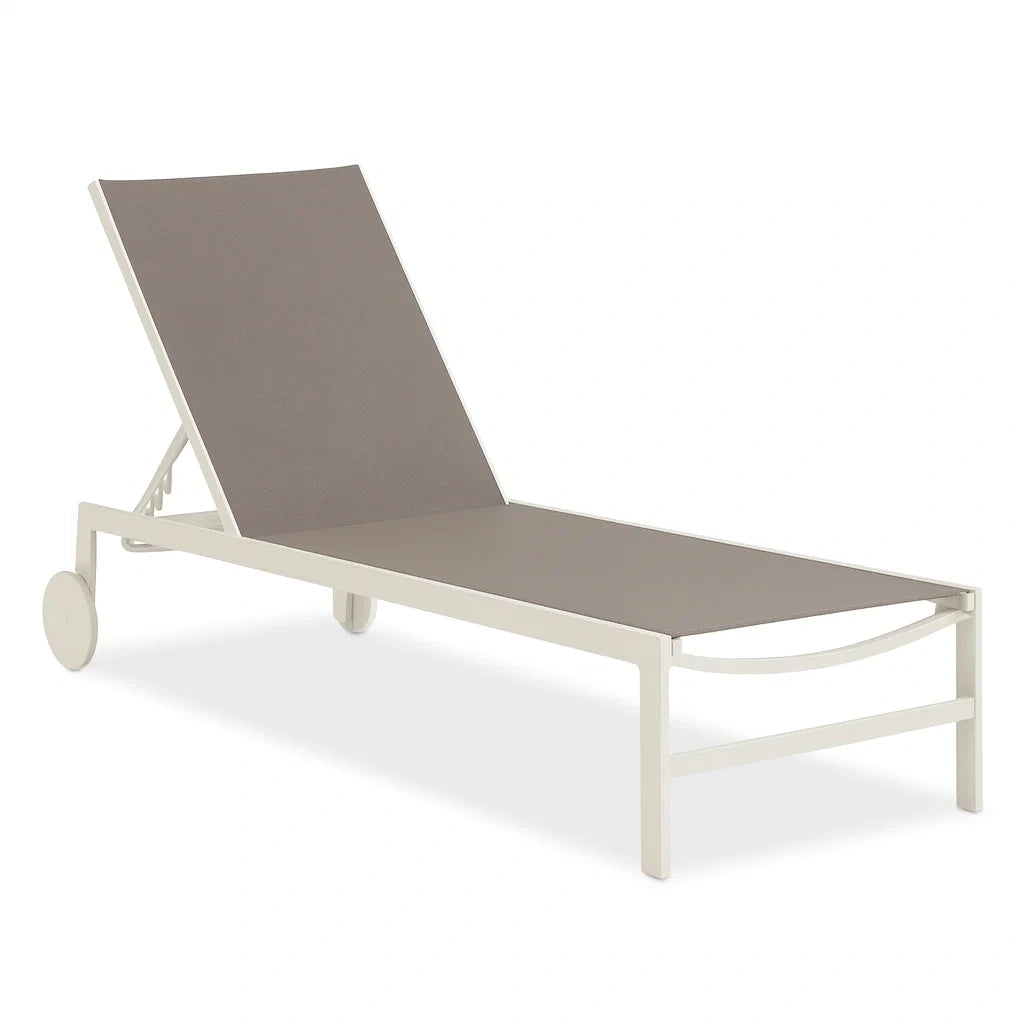 Chaise longue de jardin en aluminium et toile texaline réglable beige(Beige)