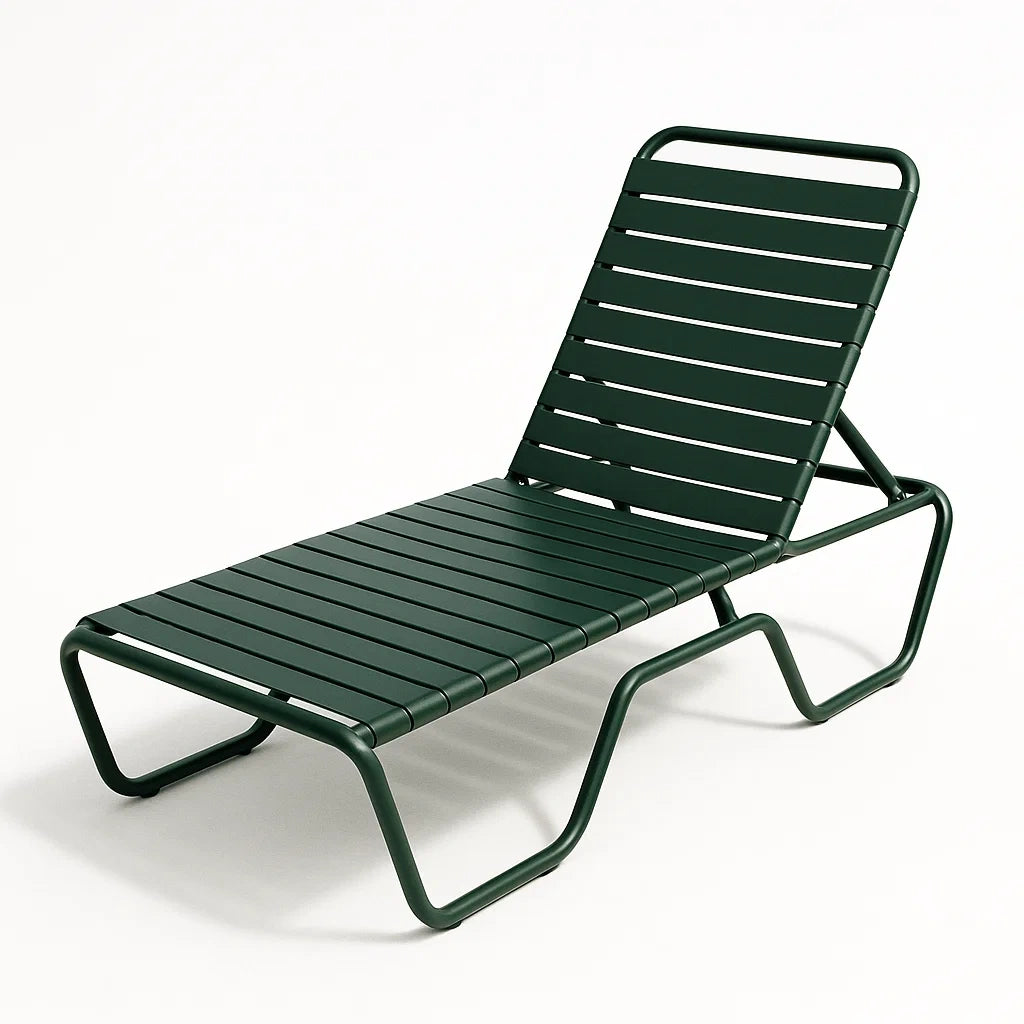 Chaise longue extérieure en métal vert réglable pour extérieur(Vert)