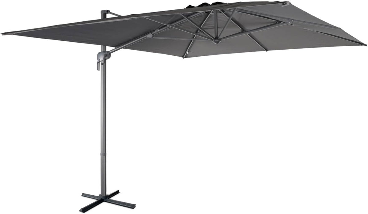 Alice's Garden - Parasol déporté rectangulaire 3x4m – Antibes – gris – parasol déporté. inclinable. rabattable et rotatif à 360°(Gris)